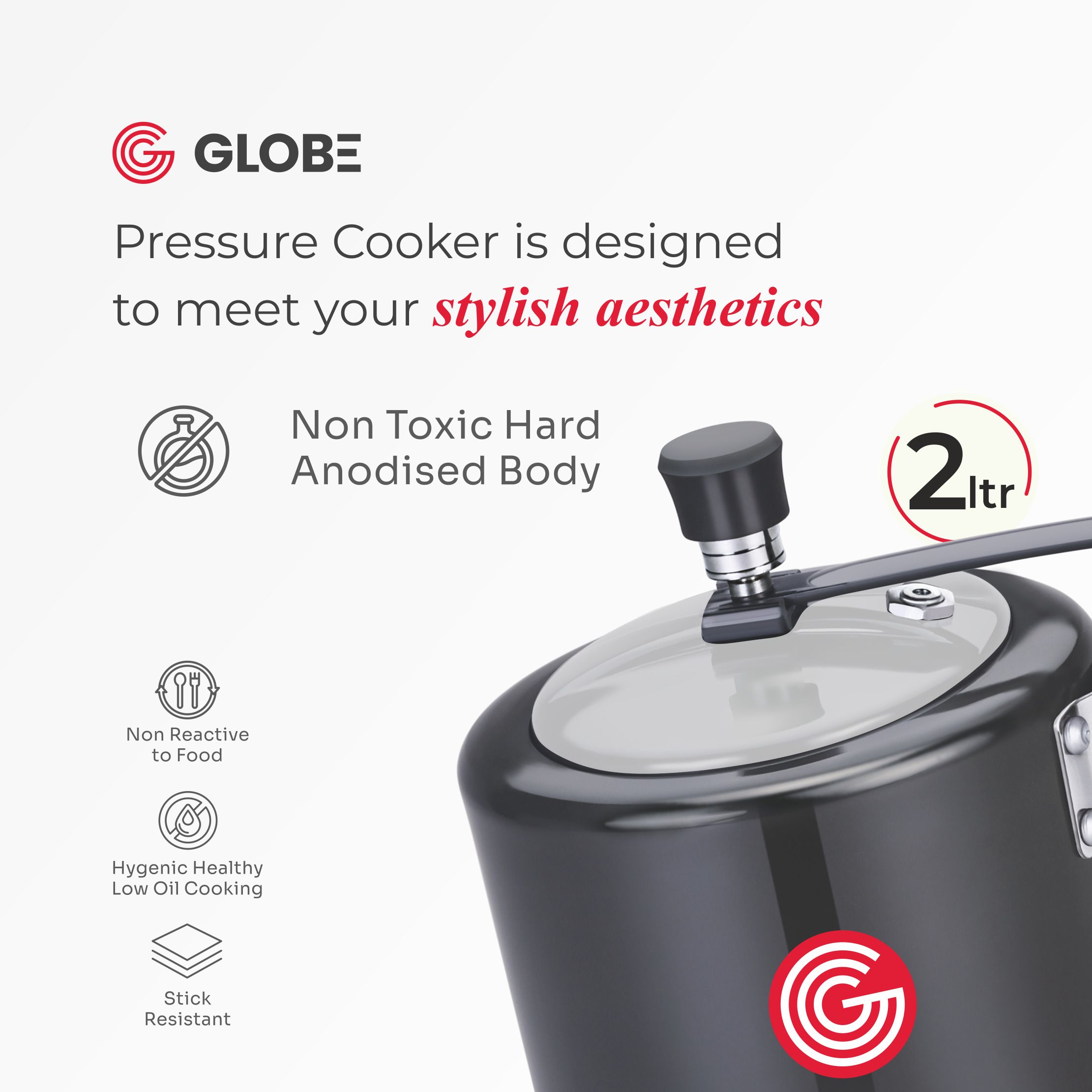 globe Brio Induction Base with Stainless Steel Inner Lid 5L | 6 Years Warranty 5 L Induction Bottom Pressure Cooker-picture-42