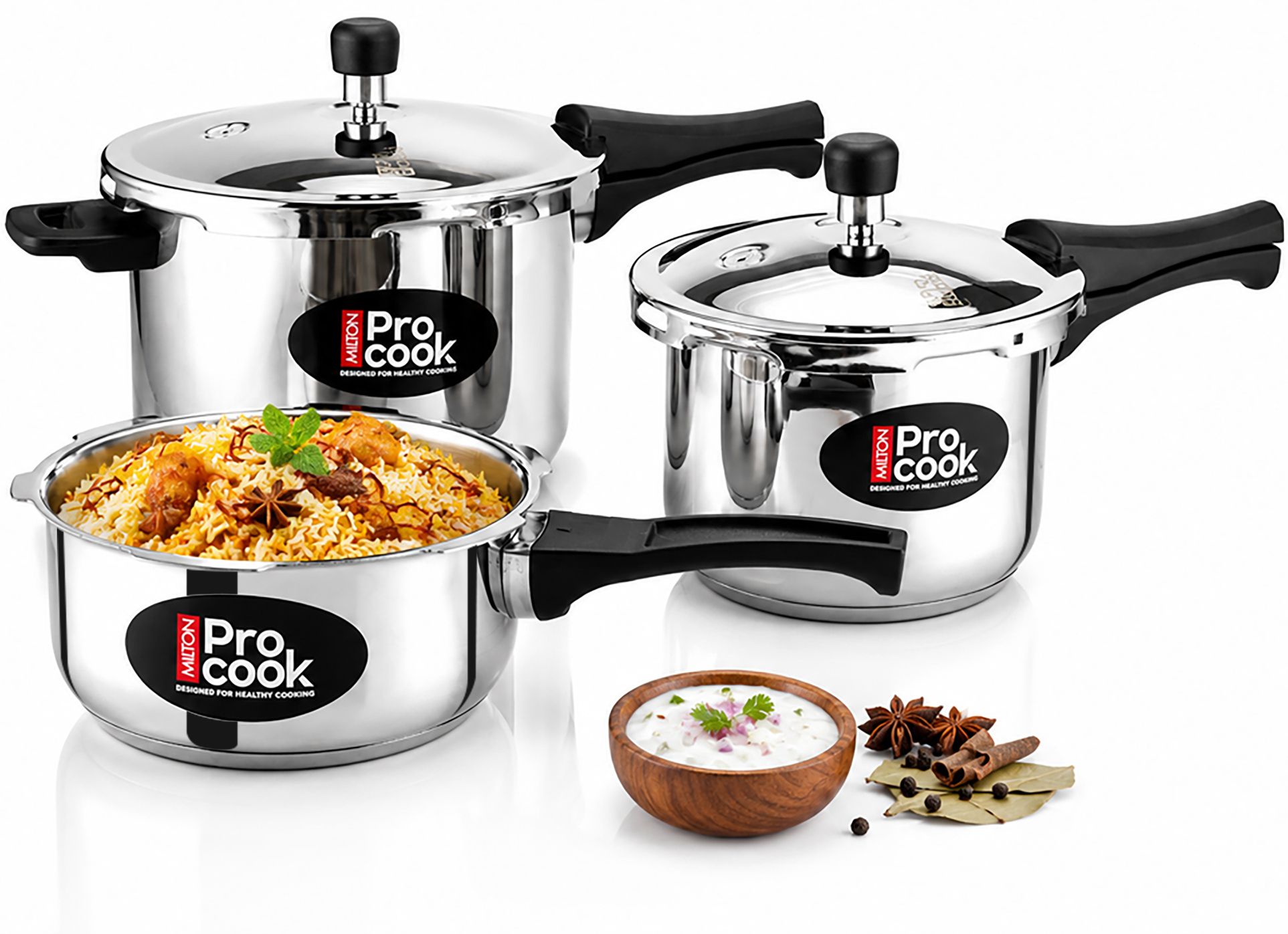 milton Pro Cook Stainless Steel Induction Bottom Pressure Cooker Combo Set 2L, 3L, 5L 2 L, 3 L, 5 L Induction Bottom Pressure Cooker-picture-15