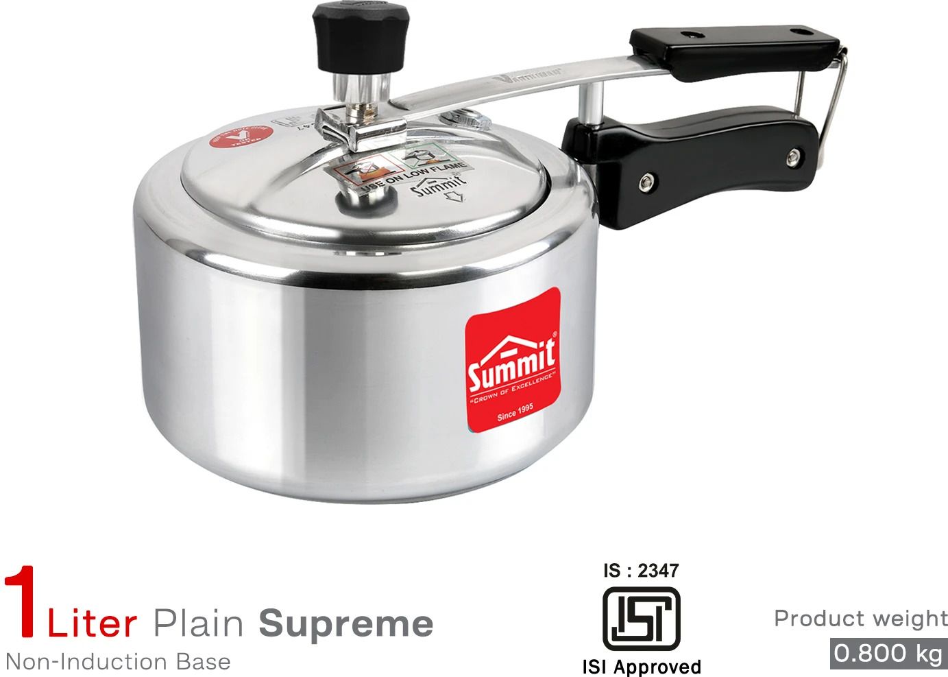 summit Supreme Plain Non Induction Bottom 1 L Pressure Cooker-picture-18