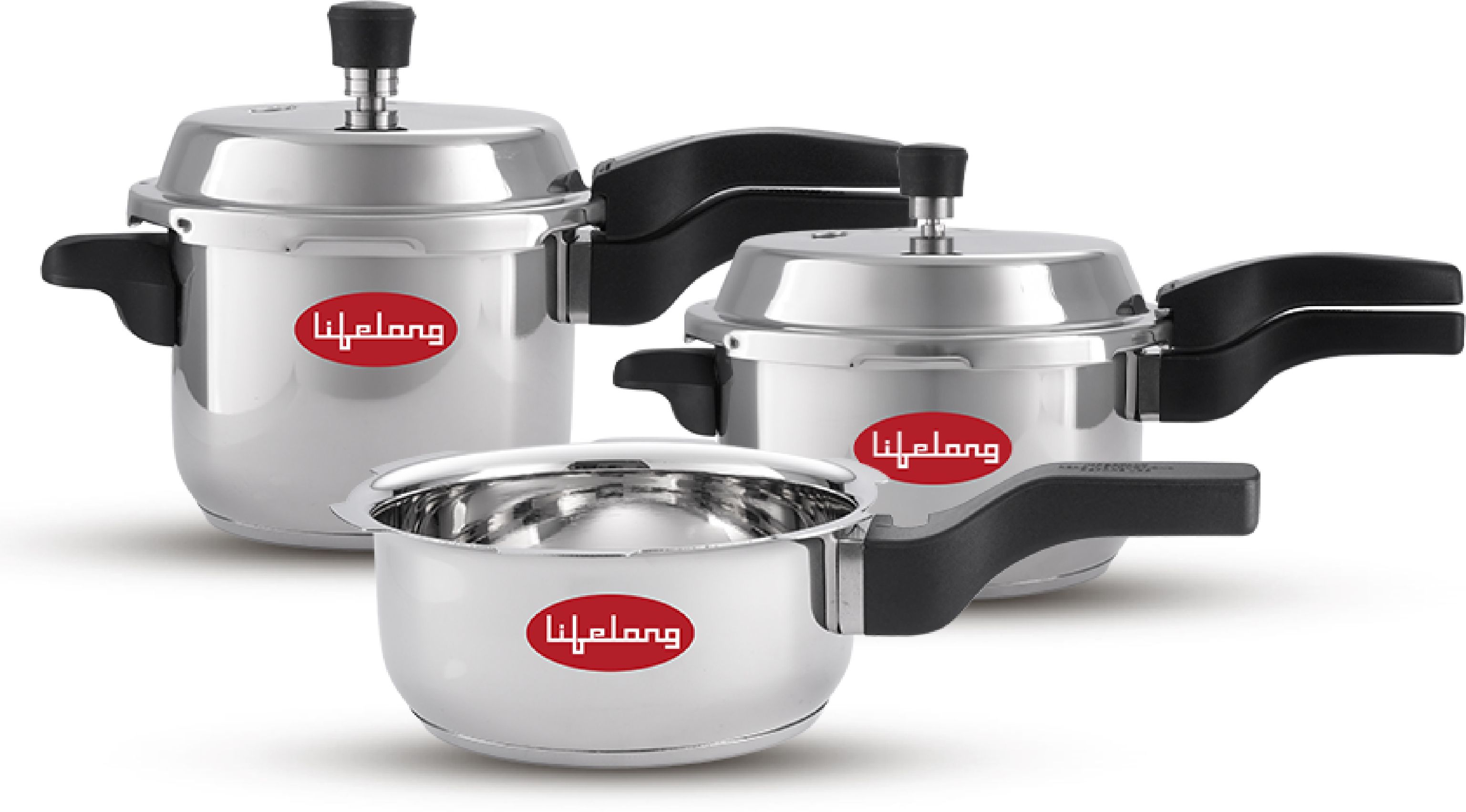 Set of 3 | Induction & Gas Stove Compatible with Outer Lid 2 L, 3 L, 5 L Induction Bottom Pressure Cooker