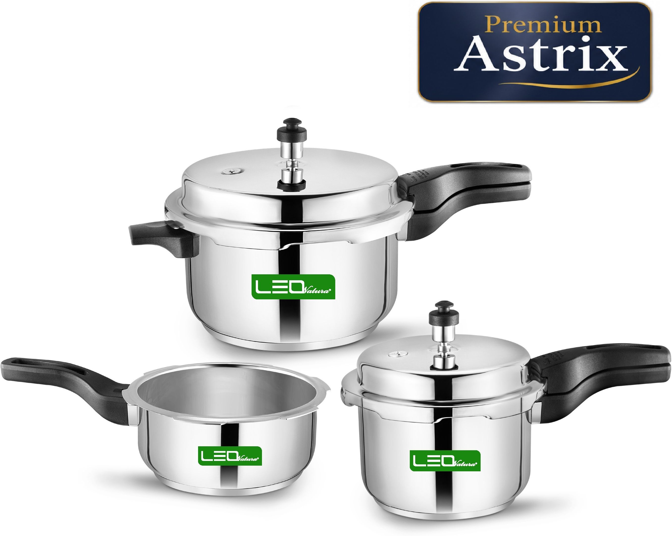 Astrix Stainless Steel Combo Cookers 2 L, 3 L, 5 L Induction Bottom Pressure Cooker & Pressure Pan-image-23