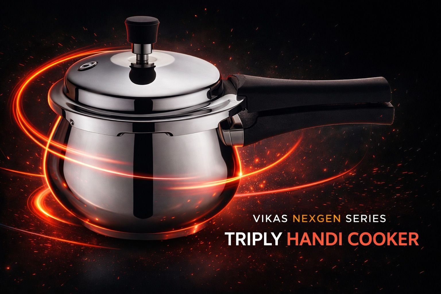 VIKAS NEXGEN SERIES TRIPLY HANDI PRESSURE COOKER 1.5 L Induction Bottom Pressure Cooker-picture-8