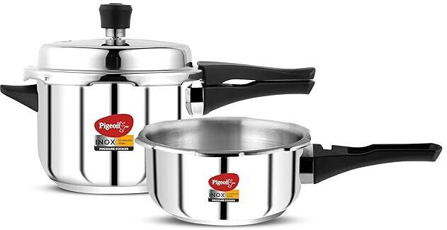 pigeon Inox SS Combo Heavy Cooker Combi Pack (With 1 Common Lid For Both Cookers) 5 L, 3.5 L Induction Bottom Pressure Cooker-picture-28