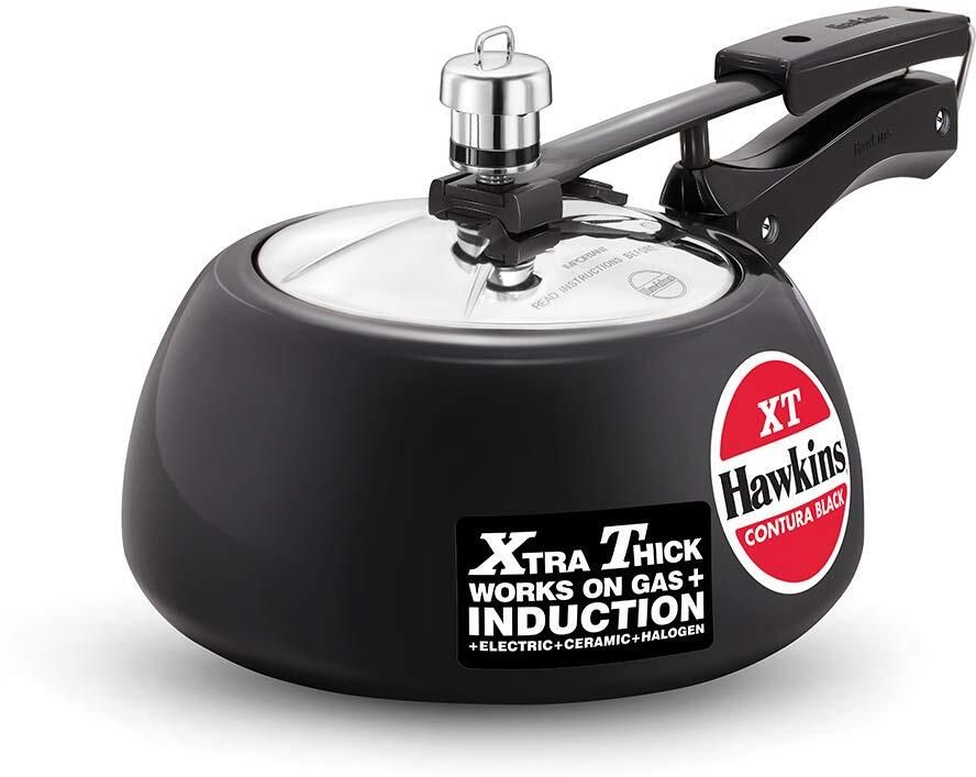 hawkins Contura Black XT Pressure Cooker, Hard Anodised Handi Cooker 2 L Induction Bottom Pressure Cooker-picture-10