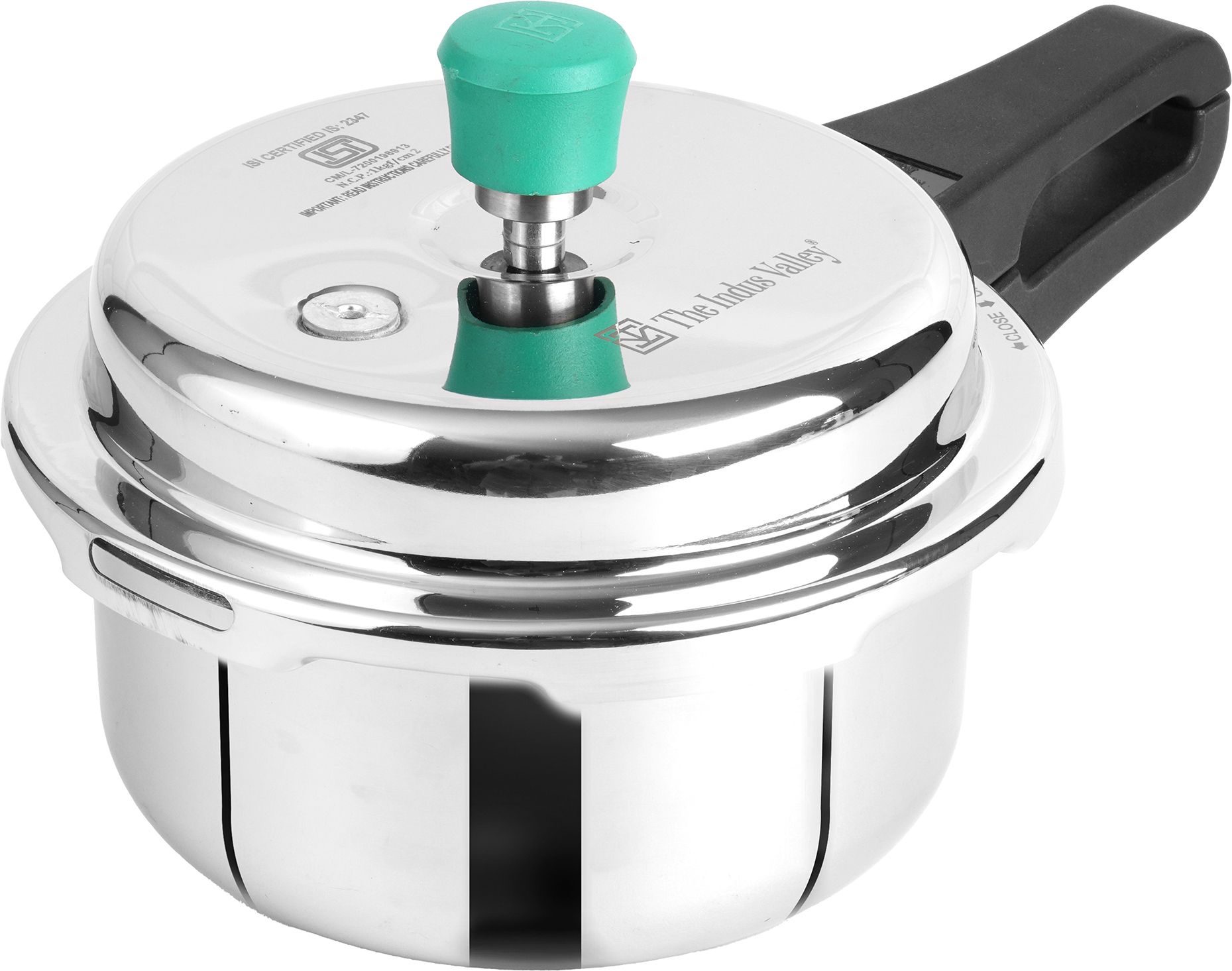 Premium Tri-ply (3 Layer) Stainless Steel Wide Body 2 L Induction Bottom Pressure Cooker