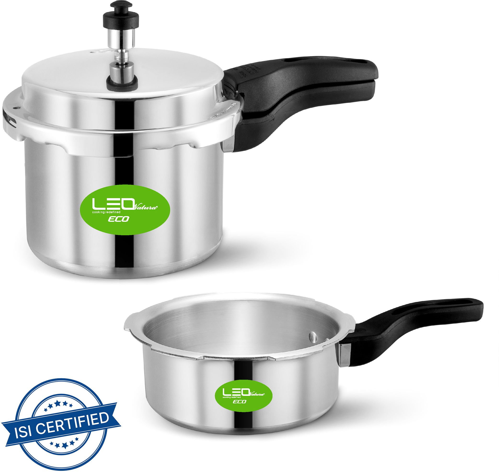 leo natura Eco Plus Combo Cooker With Common Lid 3 L, 2 L Induction Bottom Pressure Cooker-picture-15