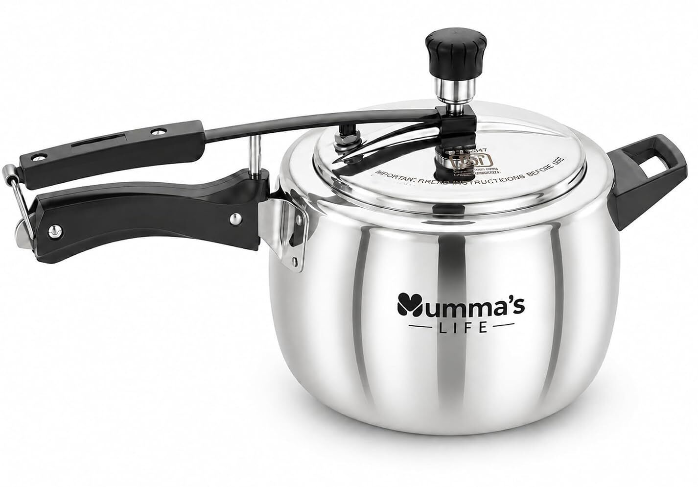 Stainless Steel Pressure Cooker 5Liters | ISI Certified & Lock System 5 L Induction Bottom Pressure Cooker-image-7