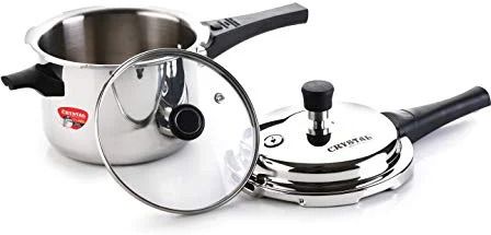 crystal Triply Stainless Steel Pressure Cooker 3 Litre with Glass Lid | Induction & Gas 3 L Induction Bottom Pressure Cooker-picture-7