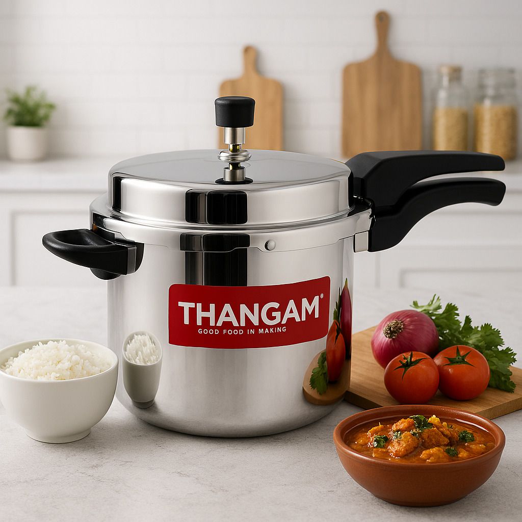 THANGAM Aluminium Smart Cooker Heavy Base Kitchen Cooking Pot Durable Cookware 12 L Pressure Cooker-image-47