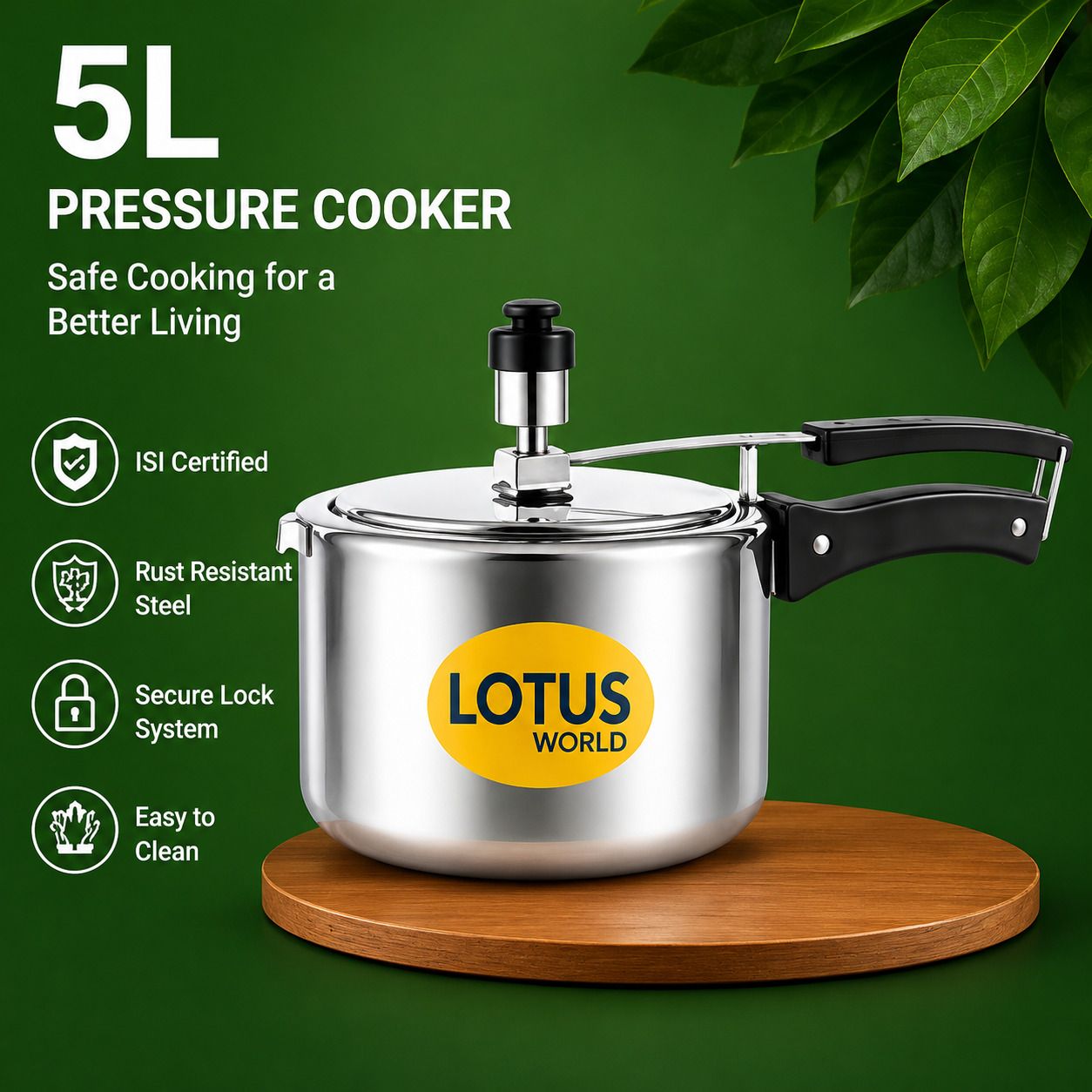 Lotus ISI AND BIS Certified 5 L Pressure Cooker-image-38
