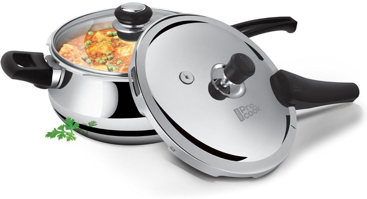 Milton Pro Cook Triply Stainless Steel 5.5 Litre With Outer & Glass Lid 5.5 L Induction Bottom Pressure Cooker-image-20