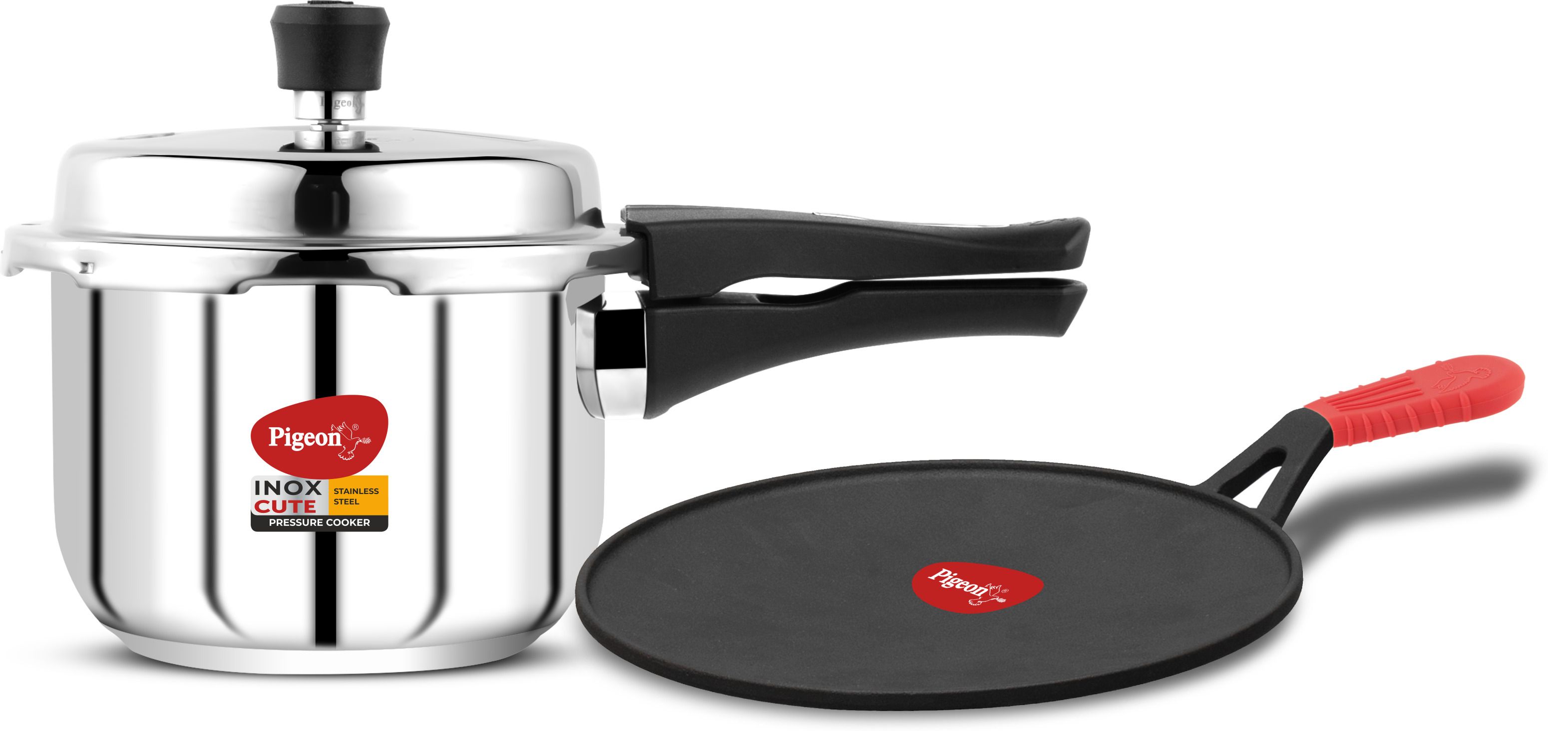 INOX + CAST IRON COMBO Tawa 29.2 cm diameter with Lid