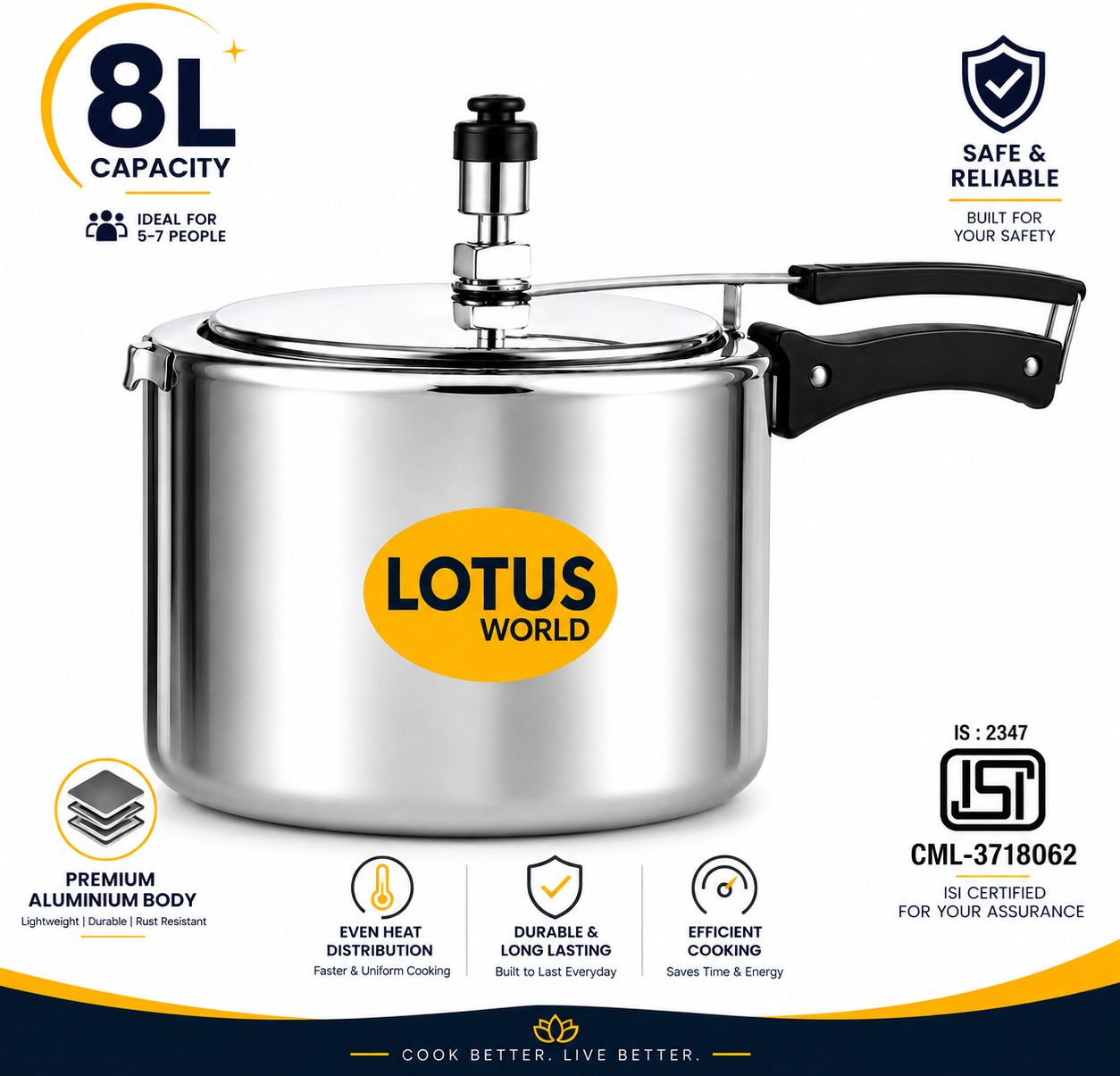 lotus World 8 L Pressure Cooker-picture-0