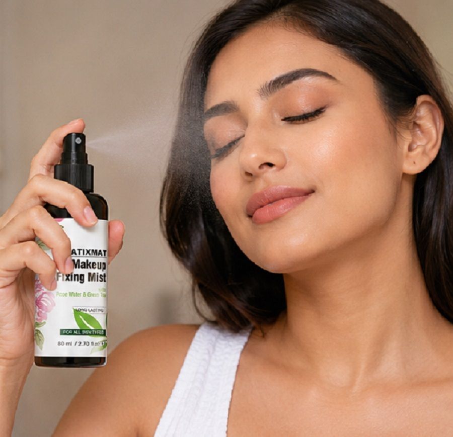 latixmat New Long Lasting Makeup Fixing Mist with Rose Water & Green Tea Primer - 80 ml-picture-6