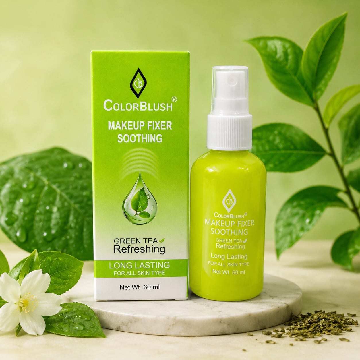 Makeup Fixing Spray Green Tea Ultra Fine Mist Quick Dry Women Long Wear Makeup Primer - 100 ml-image-44