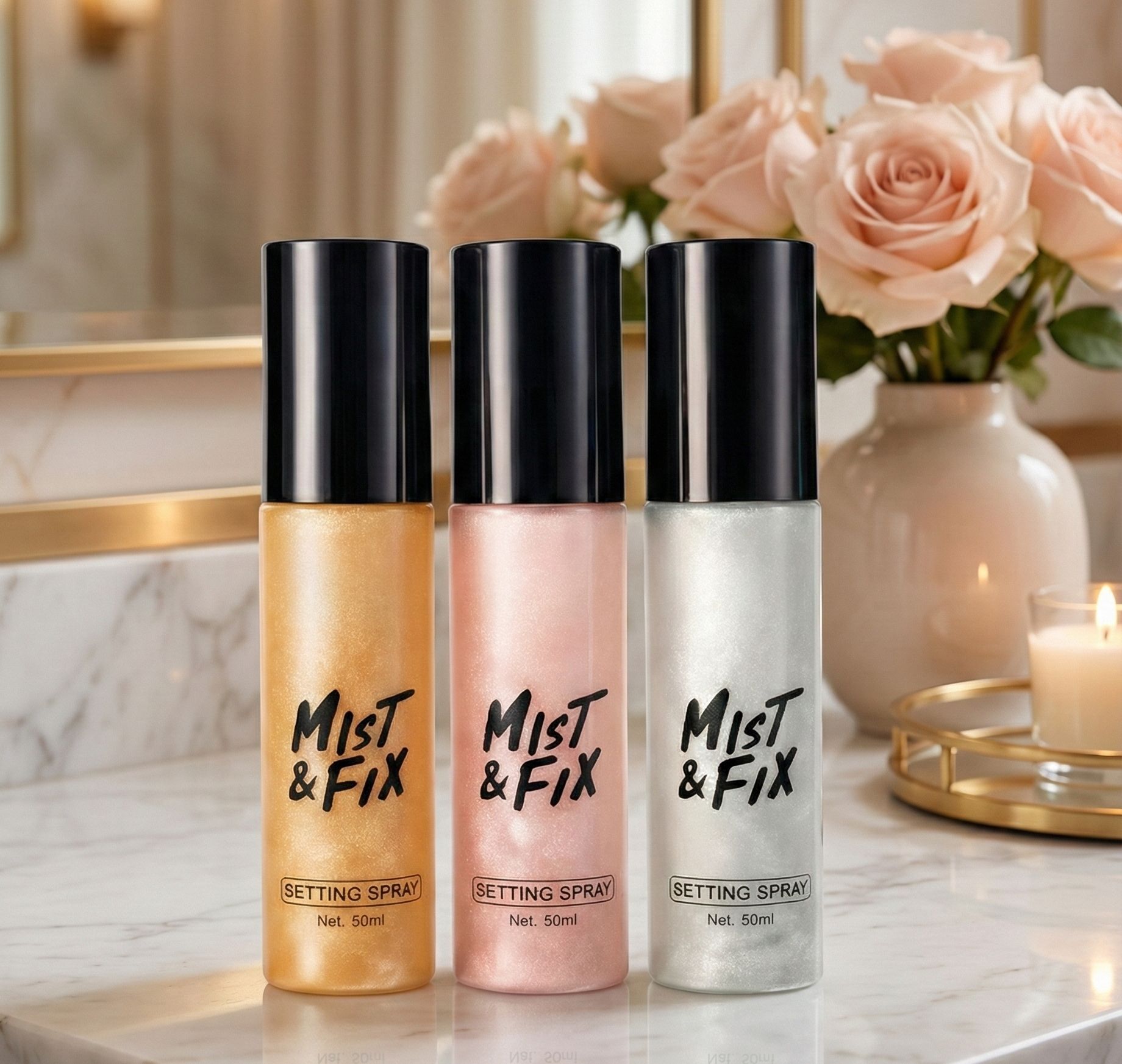 Set of 3 Mist & Fix Setting Spray Combo (3x50ml) Long Lasting Glow Makeup Fixer Primer - 150 ml-image-5