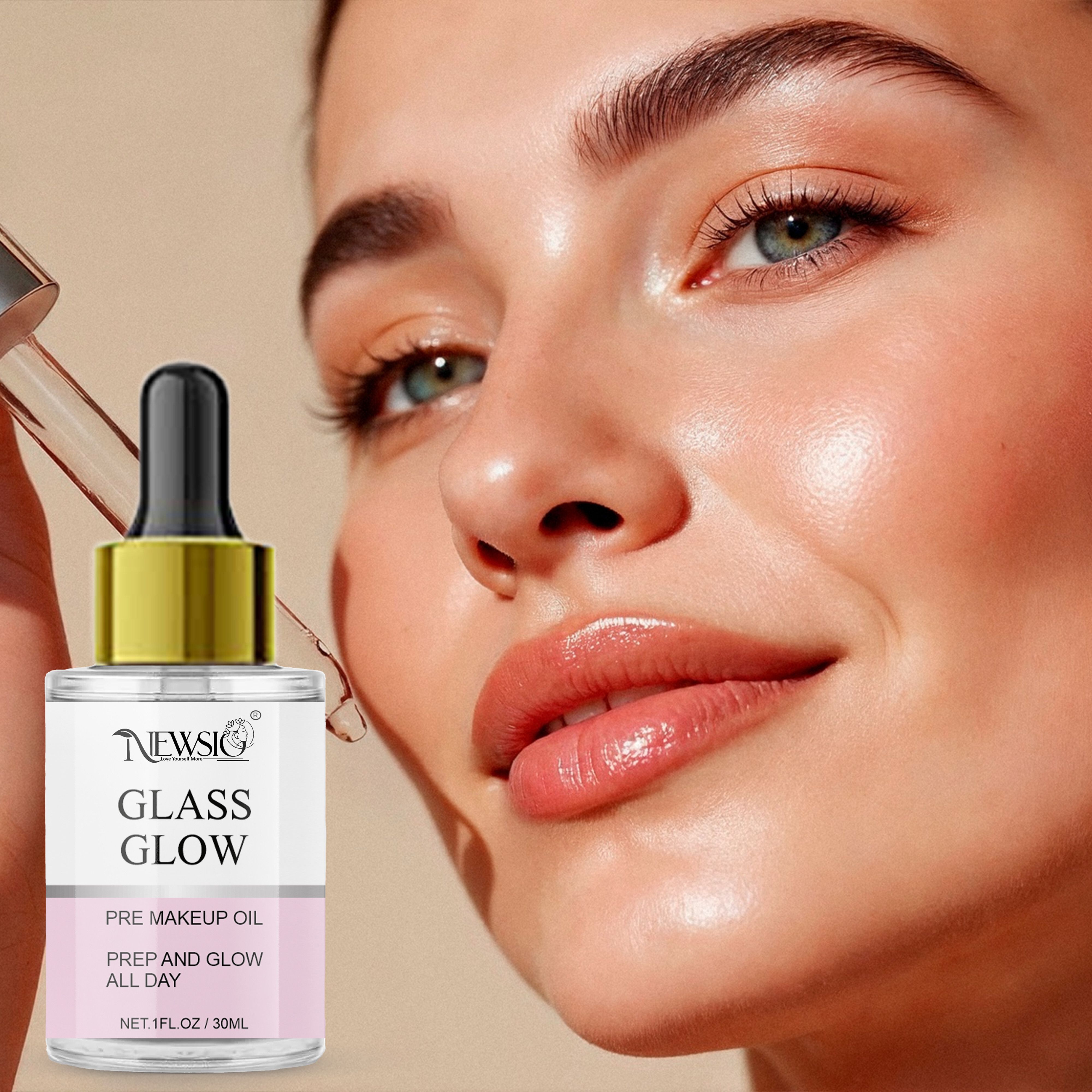 newsio Glass Glow Pre Makeup oil Primer | Smooth & Radiant Finish |Lightweight Pre-Base Primer - 30 ml-picture-13