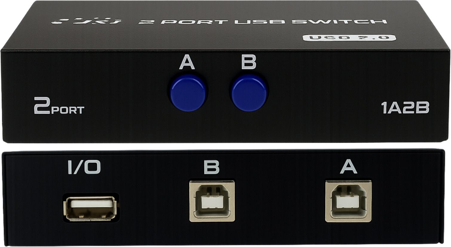 Octec 2-Port USB 2.0 Switch Hub USB Sharing Switch for Printers Ethernet Print Server