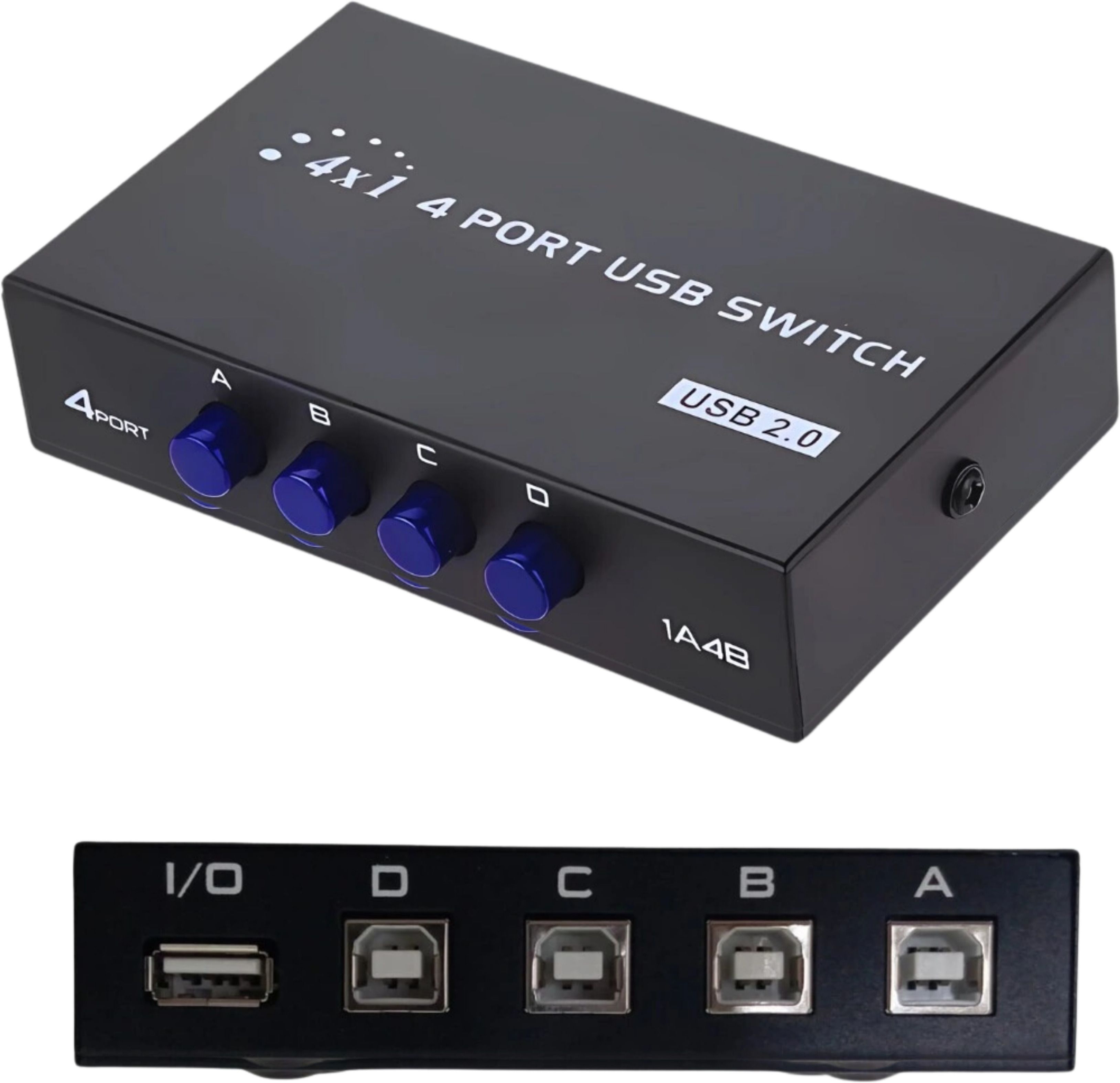 Octec 4-Port USB 2.0 Switch Hub - USB Sharing Switch for Printers Ethernet Print Server