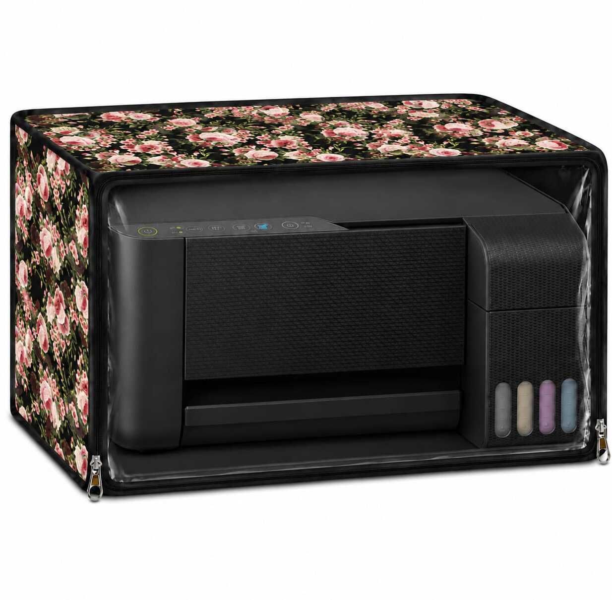 JMT Printer Cover for Eco Tank L3350 All in One Ink Tank Printer (Black Rose Print) Printer Cover-image-37