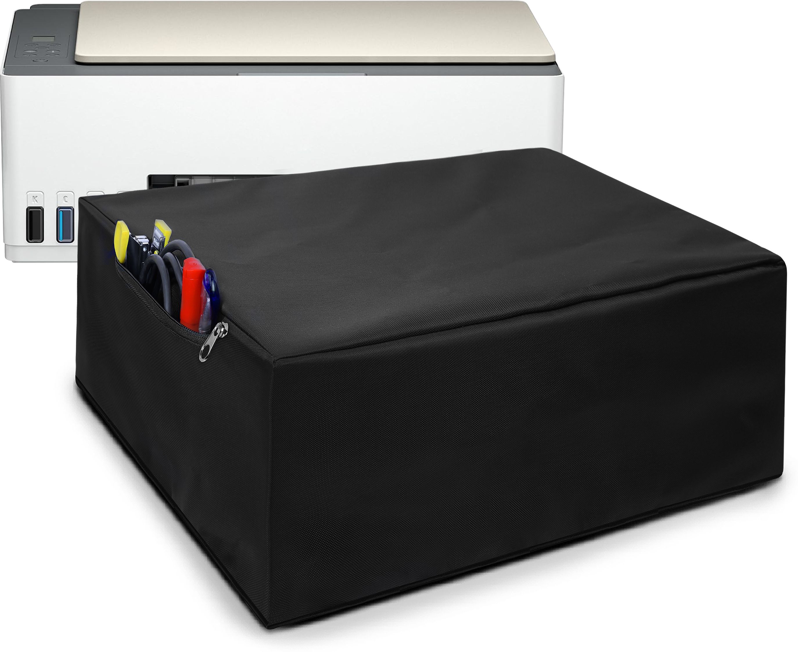 Alifiya Dust Proof Washable Printer Cover for HP 583 Multi-Function WiFi InkTank - Black Printer Cover-image-45