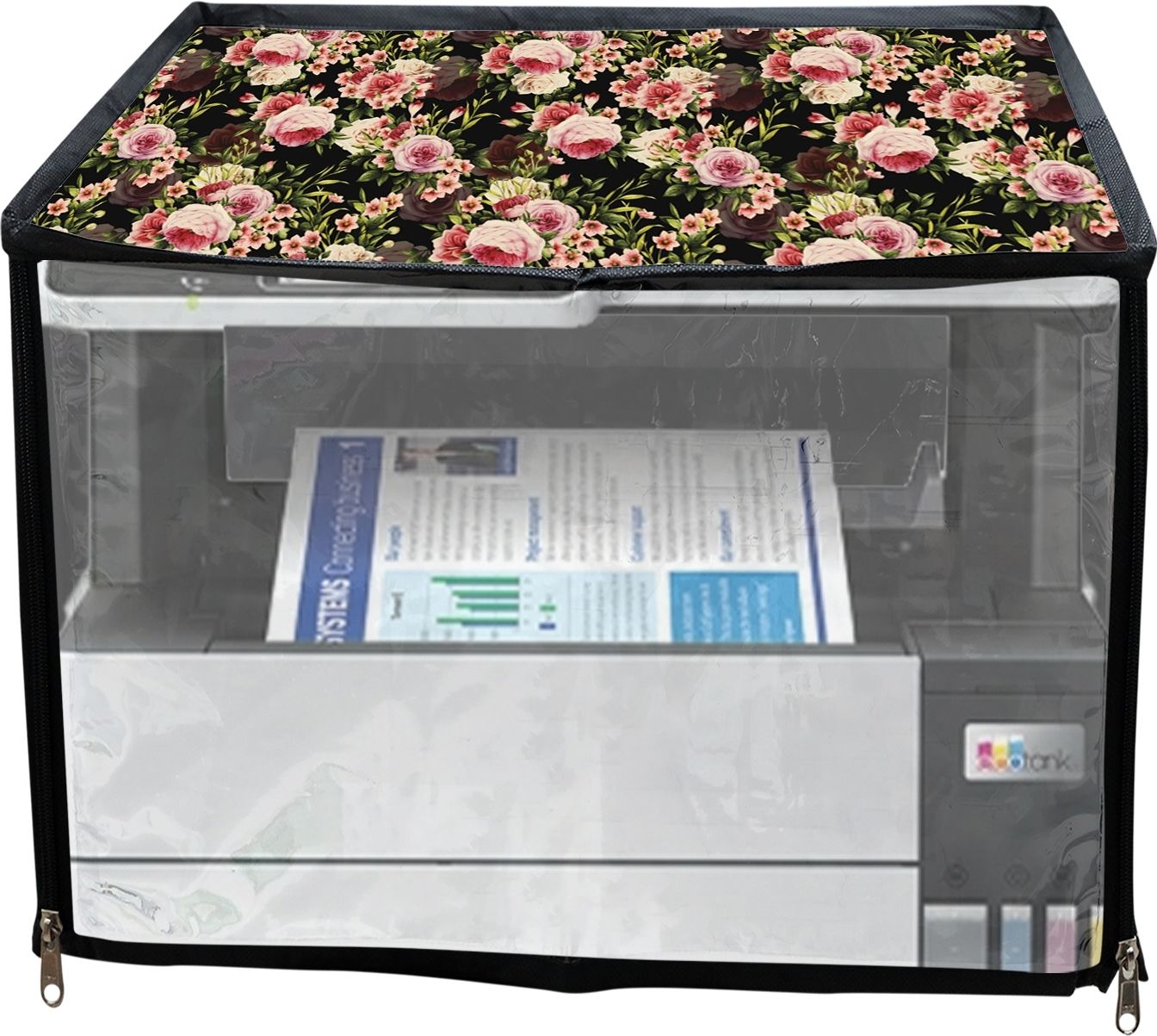 JMT Printer Cover For Epson Eco Tank L6490 Printer (Black Rose Print) Printer Cover-picture-31