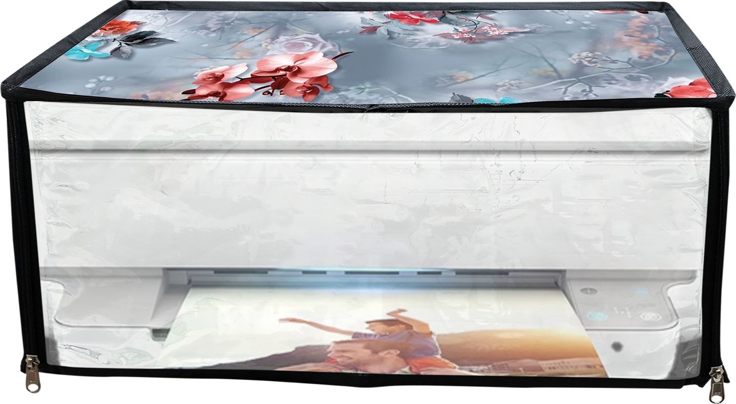 ATP HP Desk Jet Plus Ink Advantage 6075 Printer (Grey Floral Print) Printer Cover-picture-19