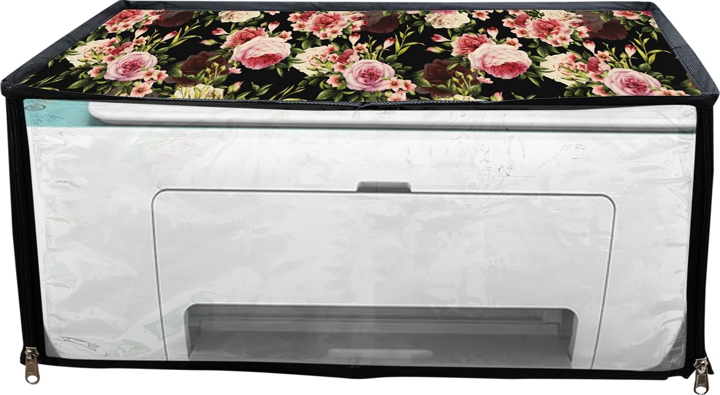 JMT Printer Cover For HP Desk Jet Ink Advantage 2677 Printer (Black Floral Print) Printer Cover-picture-12