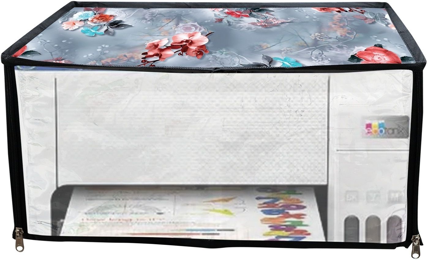JMT SUITABLE FOR EPSON ECO TANK L 3215-GREY FLORAL PRINT Printer Cover-picture-17