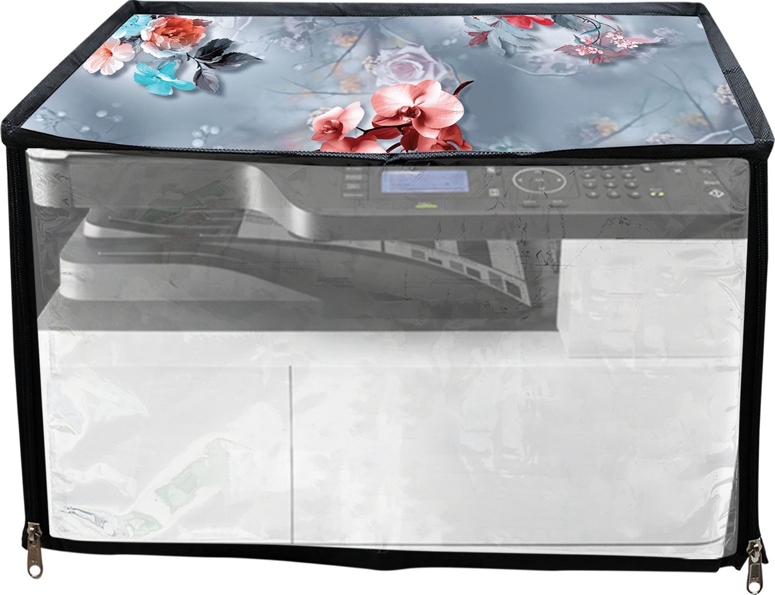 JMT Printer Cover For HP Laserjet M438nda Printer (Grey Floral Print) Printer Cover-image-6