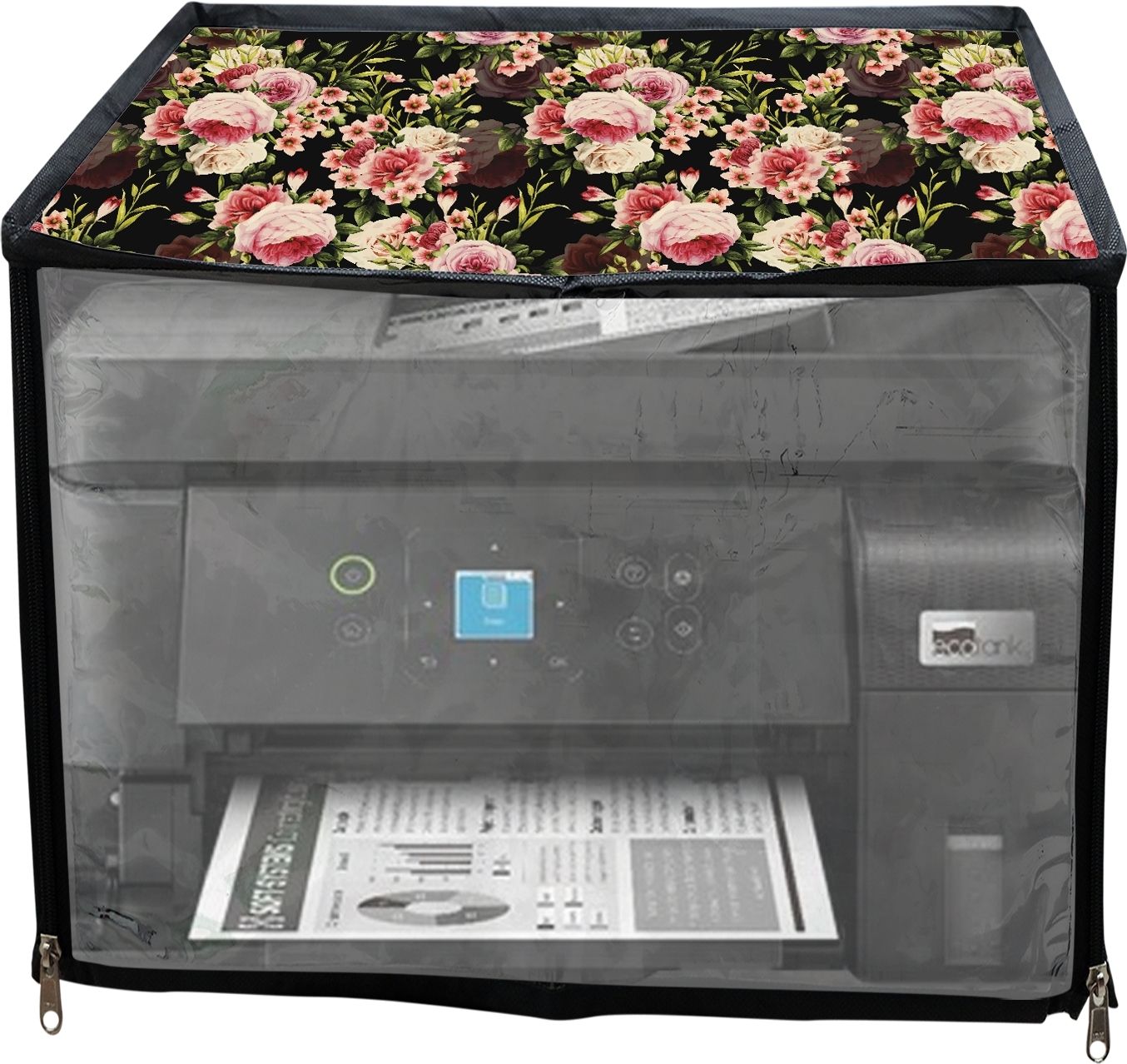 JMT Printer Cover For Epson Eco Tank M2050 Ink Tank Printer (Black Rose Print) Printer Cover-picture-47