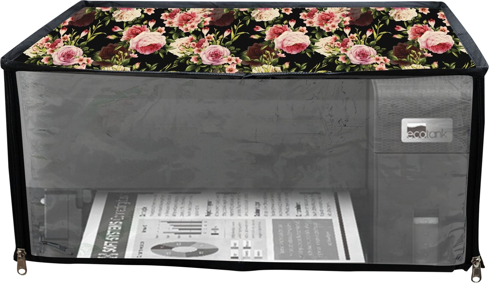 JMT Printer Cover Suitable For Epson Eco Tank M1050 Printer (Black Rose Print) Printer Cover-image-36