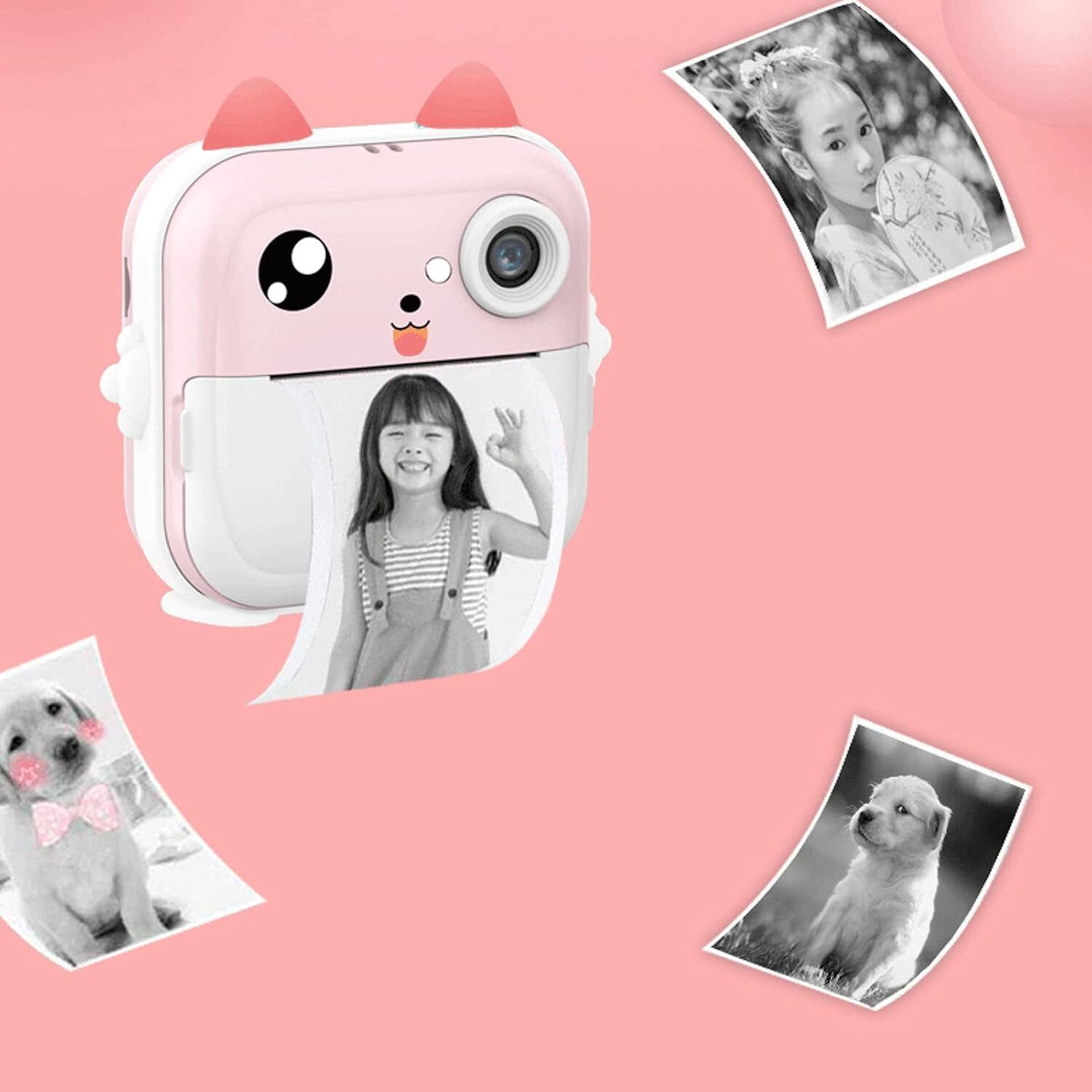 IMMUTABLE Camera Children Kids Instant 24MP Kids Digital Camera fds12 Multi-function Monochrome Label Printer