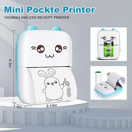 IMMUTABLE Mini Printer 2 Roll Bluetooth Portable Label Printer of Print AZX14 Multi-function Color Label Printer image 1