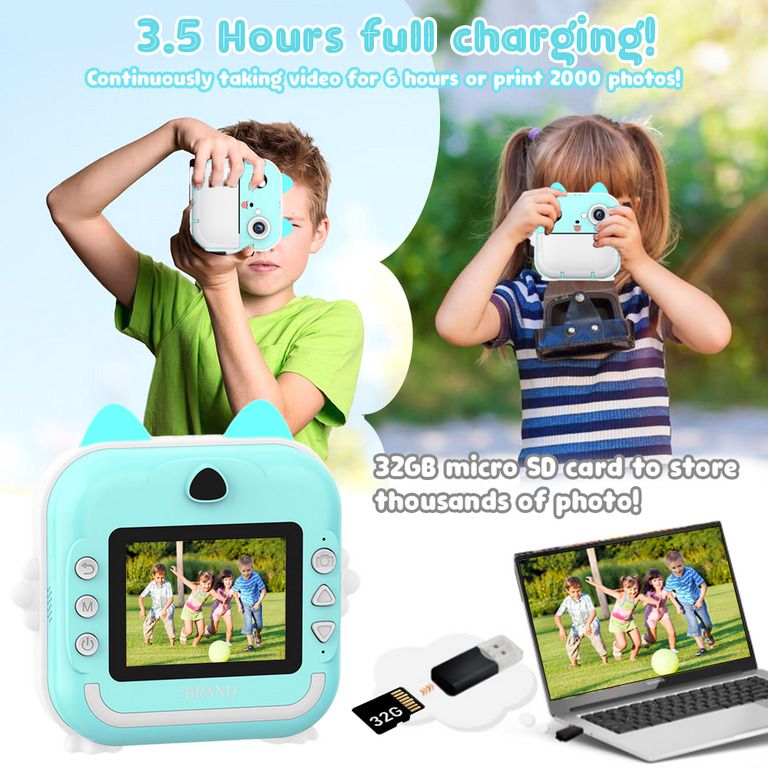 IMMUTABLE 24MP Children Kids Instant Kids Digital Camera czx8 Multi-function Monochrome Label Printer-picture-41