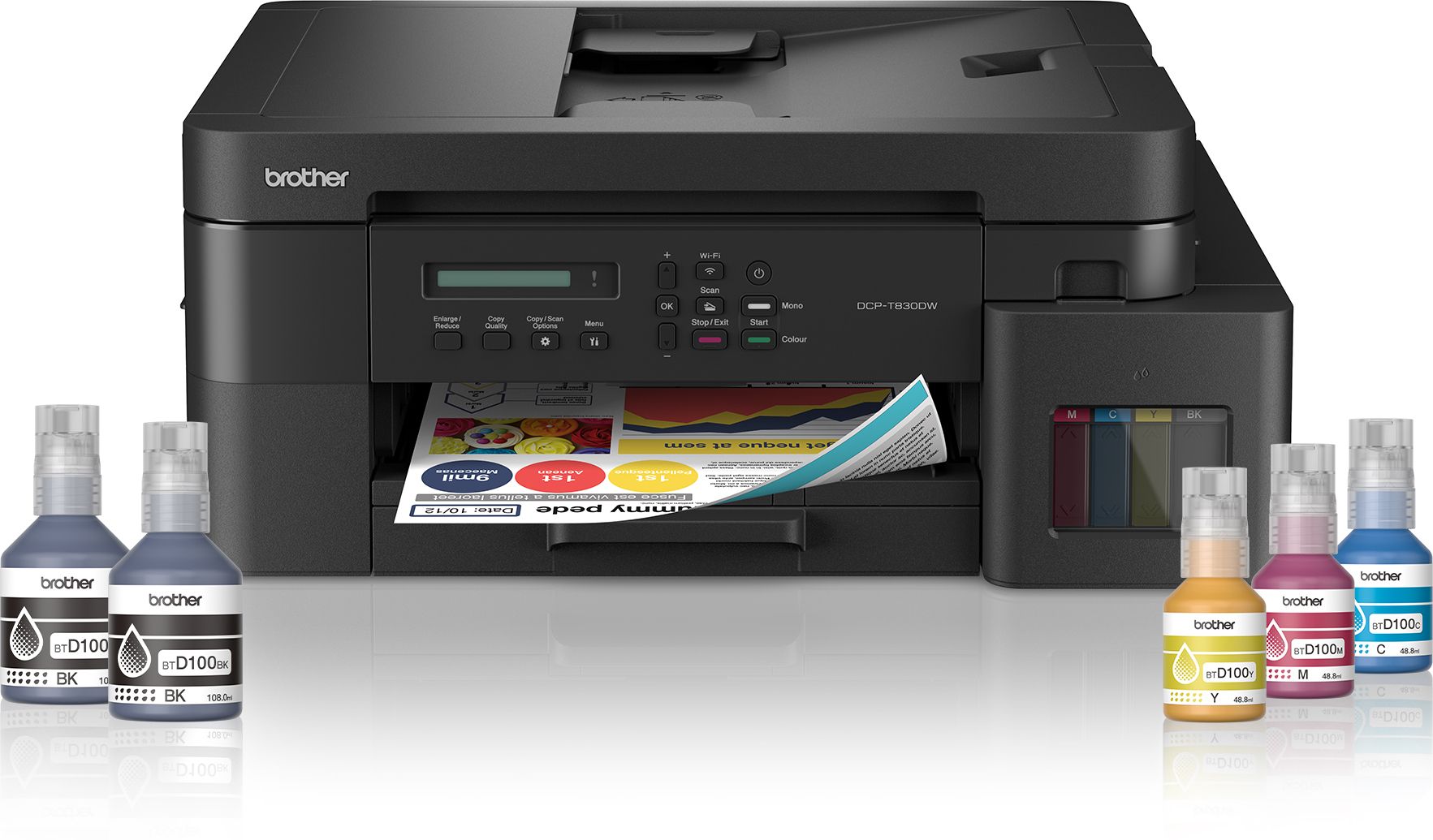 brother DCP-T830DW Multi-function WiFi Color Ink Tank Printer (Borderless Printing) for Print/Copy/Scan with ADF Printer,LAN, PrintUpto 15K Pages Black & 5K Color Each for(CMY), 80 Sheet MP Tray, Auto Duplex 2-Sided Printer-image-10