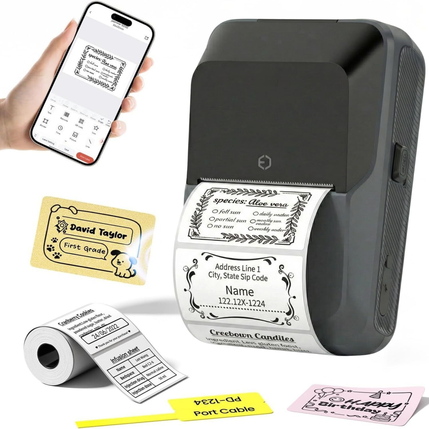 Nexscan Mini Rechargeable Inkless Thermal Label Printer Print Labels Up to 2-inch Print Single Function Monochrome Label Printer-image-5