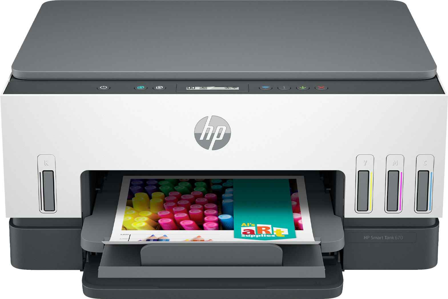 HP Smart Tank 670 All-in-One Multi-function WiFi Color Ink Tank Printer for Print/Copy/Scan with Automatic Ink Sensor, Auto Duplex feature - High Capacity Tank (Up to 6000 Black, 8000 Colour pages of ink in box)