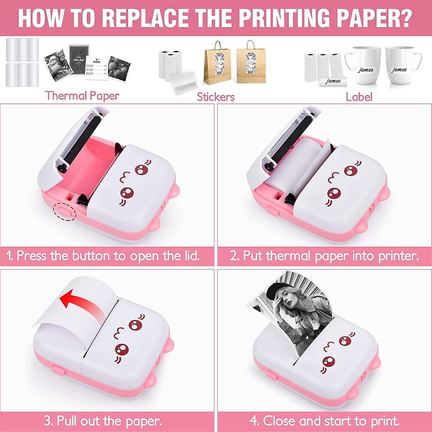 ENMORA Tbest Phone Photo Printer,Mini Photo Printer for Bluetooth JHV29 Multi-function Monochrome Label Printer-image-35