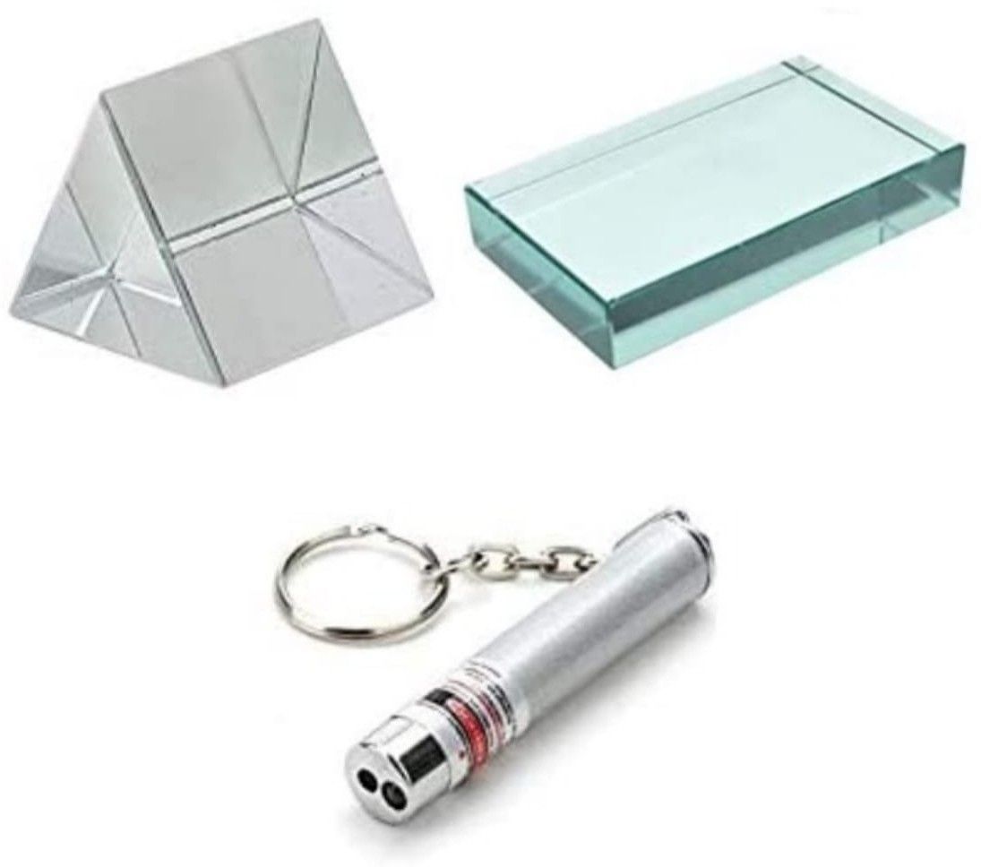 50 X 50 mm Equilateral Prism, Glass Slab, Laser Light, School-College project Solid Prism