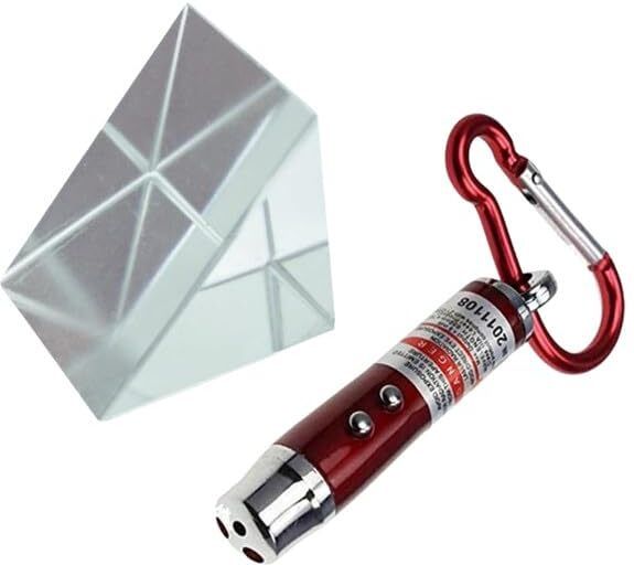 erhindia 1 Pc 50 x 50mm Right Angle Glass Prism with Toy Laser for Physics Lab, Science-picture-13
