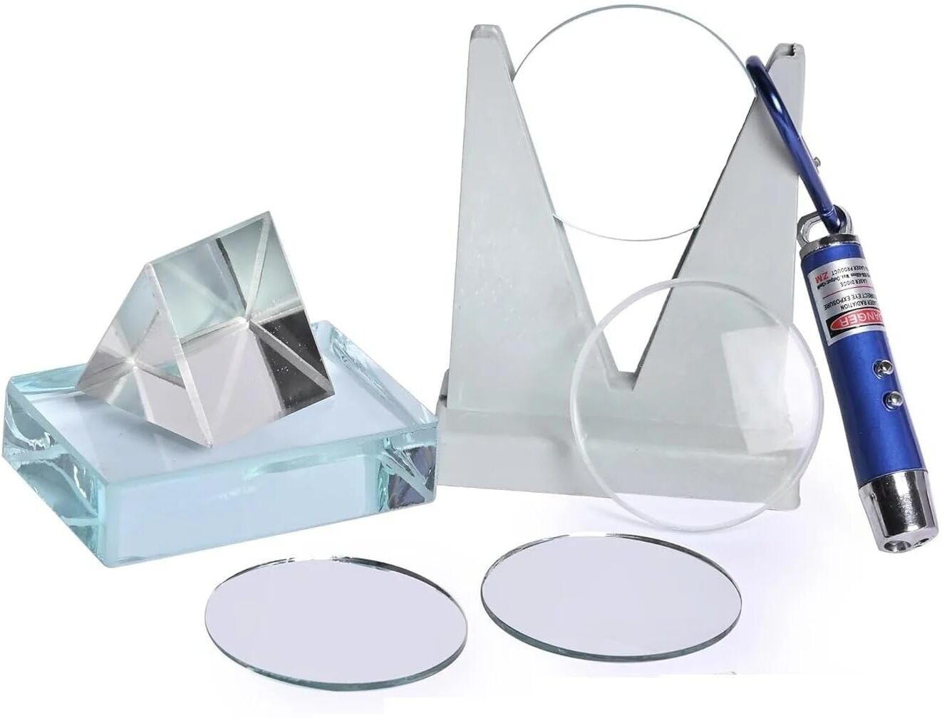 cometek Optical Experiment Set with Lenses, Mirrors, Prism, Slab & Pointer Solid Prism image 1