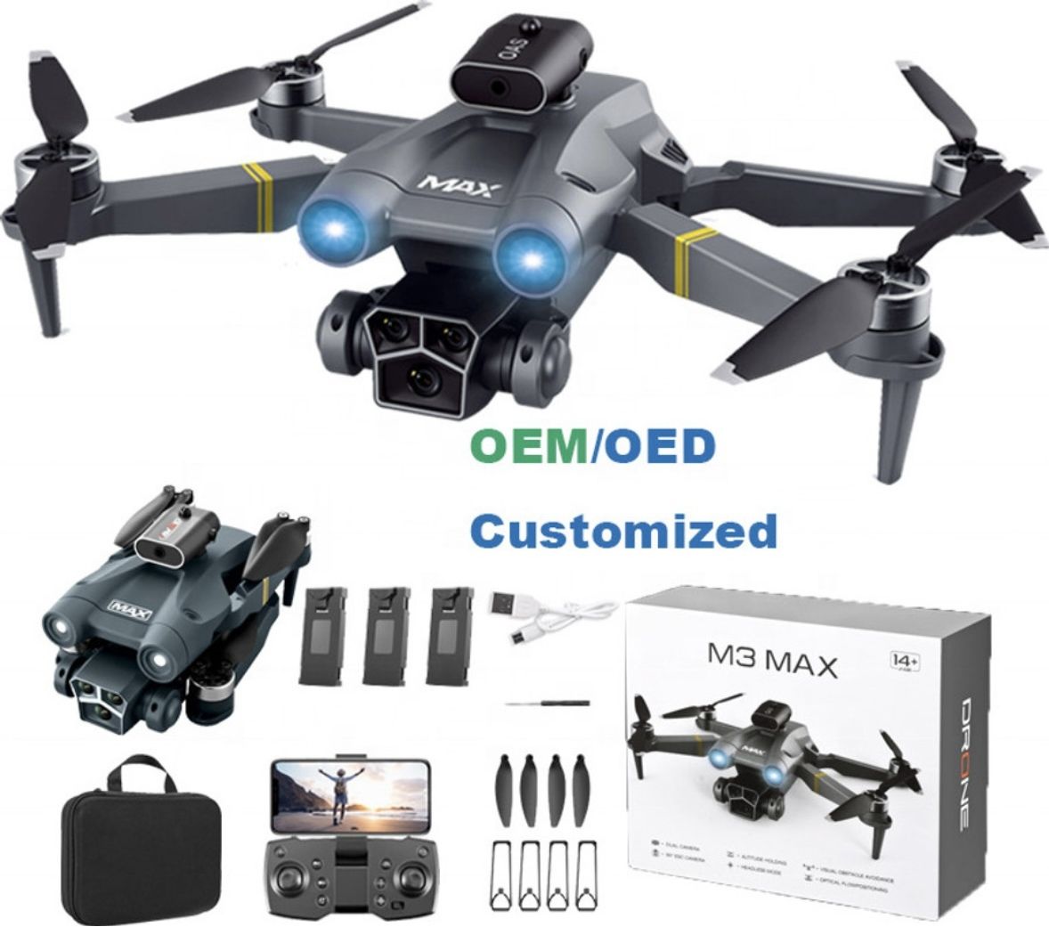 bestzone M3 MAX 4K Drone for Kids & Adults | Brushless Motor | Foldable | 45 Mins Flight 3.4 GHz AM4 4 Core Processor Designed for Server