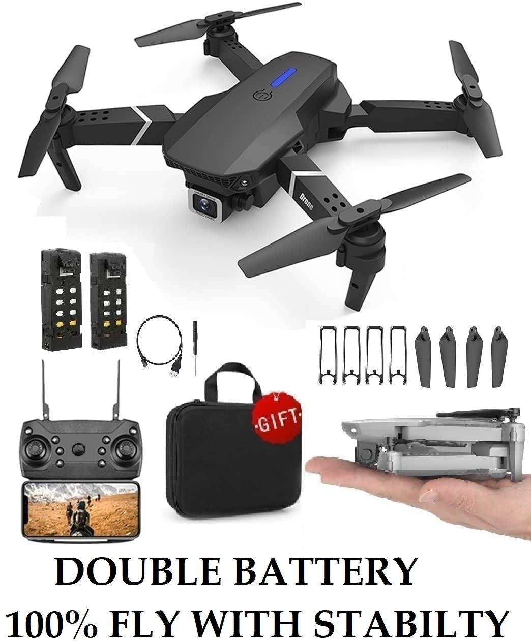 Auronix E88 Pro 4K Drone with Gesture Video, Smart Hover & One Button Return DDR2 2 GB NVIDIA Chipset 0 bit 2.4 MHz Graphics Card