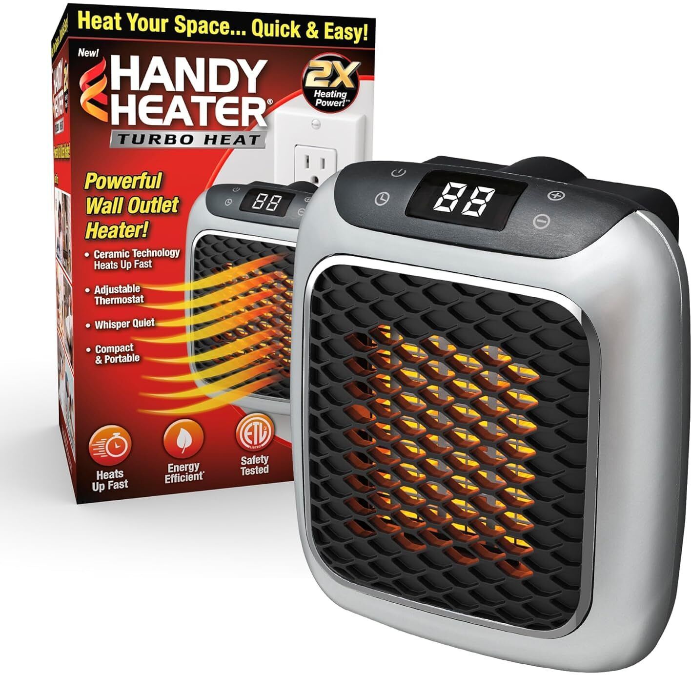 Heater Turbo Heat – Compact Wall Outlet Space Heater with Adjustable Thermostat Fan Room Heater-image-42