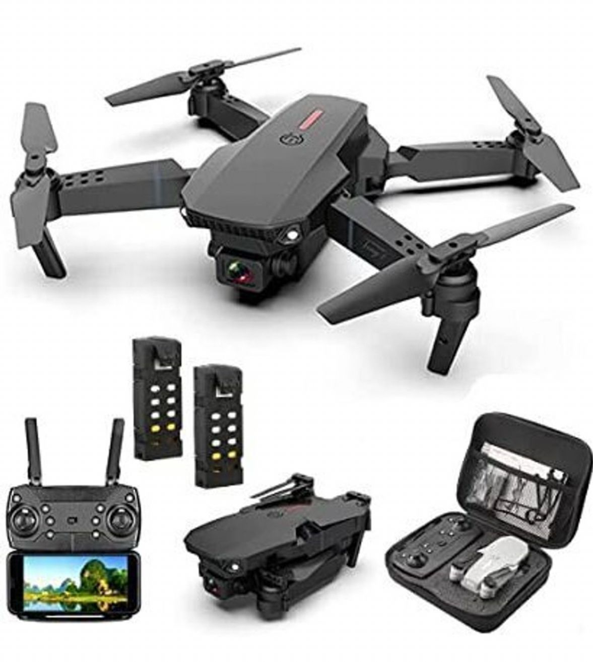 VortexFly Drone E88 Pro Foldable 4K Drone with FPV Streaming, Gesture & One Key Start 2.4 GHz AM2+ 2 Core Processor Designed for Workstation