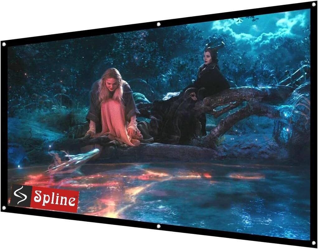 Spline 142 inch 4K 16:9 Portable Eyelet Foldable for Home Anti-Crease Indoor Outdoor Projector Screen (Width 314 cm x 177 cm Height)-image-7
