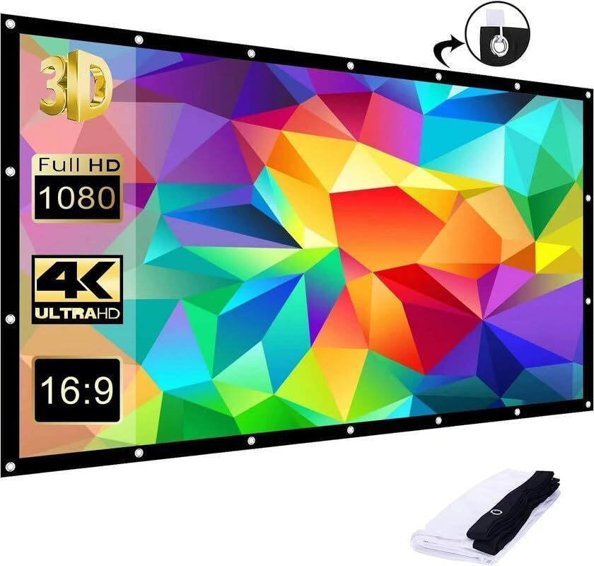 QUARSON 84 inch Projector Screen,4K 16:9 Portable Eyelet Premium Video Foldable screen Projector Screen (Width 186 cm x 105 cm Height)-image-42