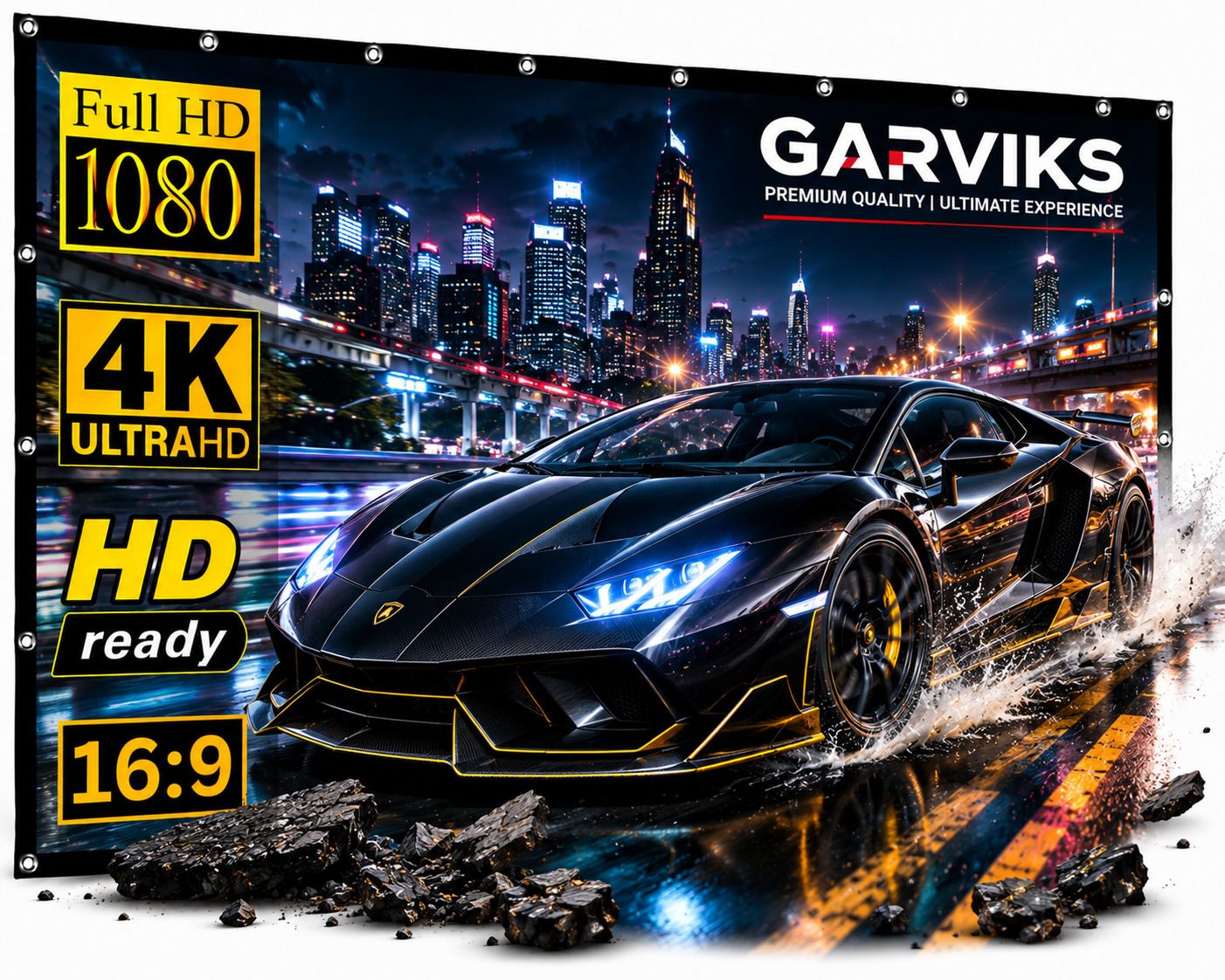 GARVIKS 75 Inch Foldable Projector Screen 16:9 HD 4K 3D Projection, Matte White Fabric Projector Screen (Width 166 cm x 93 cm Height)-image-25