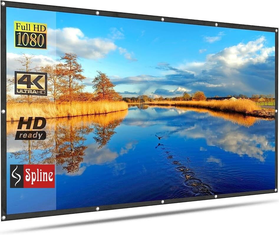 Spline 8feet x 8feet 4K Portable Eyelet Foldable for Home Anti-Crease Indoor Outdoor Projector Screen (Width 244 cm x 244 cm Height)-image-17